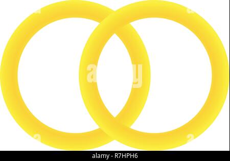 Wedding rings set of gold metal on white background isolated vector illustration. Model for the design of invitations, greetings Stock Vector