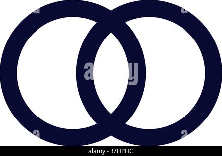 The United wedding ring icon. Marriage and glans symbol. Flat Vector illustration Stock Vector
