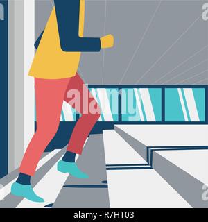 Businessman career development illustration, Male climbing stairs Stock Vector