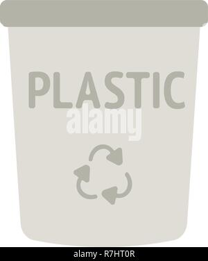 Vector icon of yellow waste bin with recycling sign Stock Vector