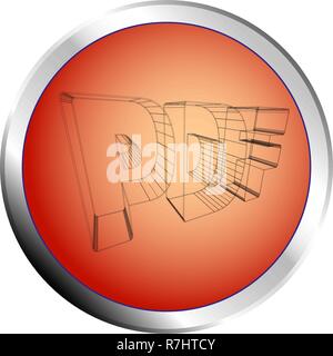 PDF orange circle push button - Vector illustration Stock Vector