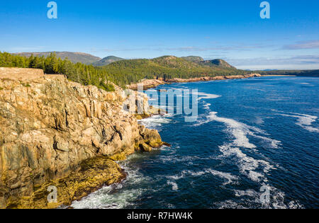 Aerial view of Acadia shore in Maine Stock Photo