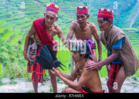 BANAUE, PHILIPPINES - MAY 02 : People from Ifugao Minority in Banaue the Philippines on May 02 2018. The Ifugao minority mostly live in the mountains  Stock Photo