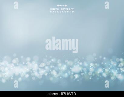 Abstract of merry gold - silver bokeh glitters on soft sky background. vector eps10 Stock Vector