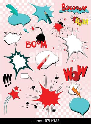 Big set of comic elements for your design Stock Vector