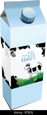 Dairy produces in carton box. Milk. Vector Stock Vector