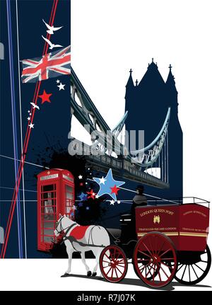 Cover for brochure with London images. Vector illustration Stock Vector