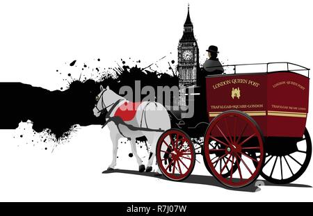Cover for brochure with London images. Vector illustration Stock Vector