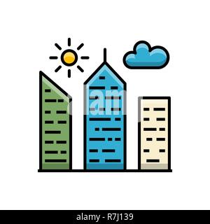City Building Filled Related Vector Icon Stock Vector
