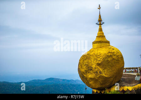 Kyaiktiyo Pagoda (Golden Rock) in Myanmar Stock Photo