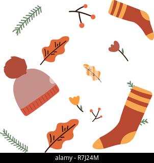 Seamless pattern with christmas socks. Vector illustration for Merry Christmas and Happy New Year print design Stock Vector