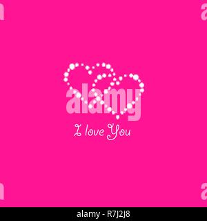 Heart of the lamps on a pink background. Valentines day card. Heart with inscription I Love You. Vector illustration Stock Vector