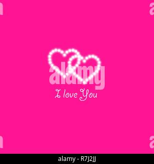 Heart of the lamps on a pink background. Valentines day card. Heart with inscription I Love You. Vector illustration Stock Vector