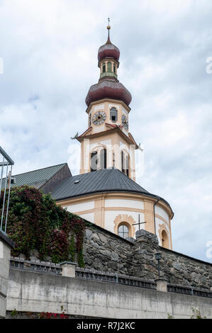 Fulpmes Church Tower. Fulpmes im Stubaital, Tyrol, Austria Stock Photo