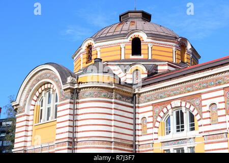 Sofia, Bulgaria - famous Central Mineral Baths building. Vienna Secession architecture style. Stock Photo