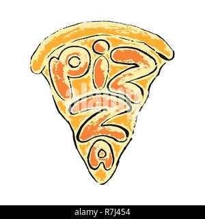Hand drawn lettering Pizza. Stock Vector