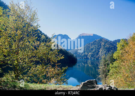 landscape, view of lake Ritsa and mountains. Stock Photo
