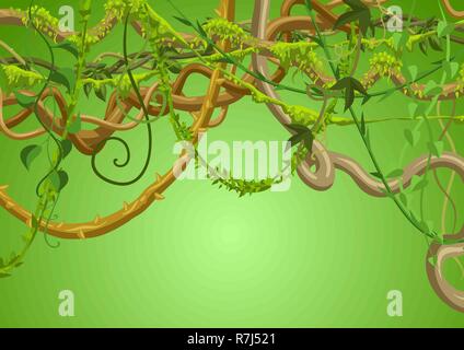 Twisted wild lianas branches background. Stock Vector