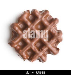 Waffles with chocolate topping isolated on white background. Stock Photo