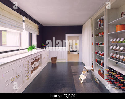 Modern pantry interior design. 3d rendering concept Stock Photo