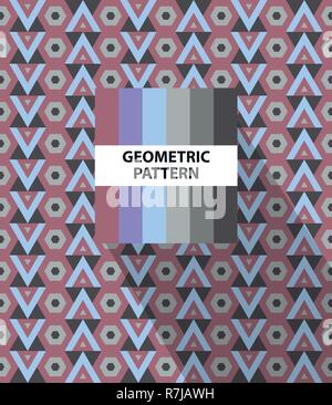 Abstract geometric striped pattern with colorful rhombus and color palette Stock Vector
