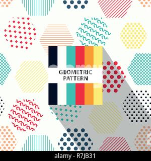 Abstract geometric striped pattern with colorful rhombus and color palette Stock Vector