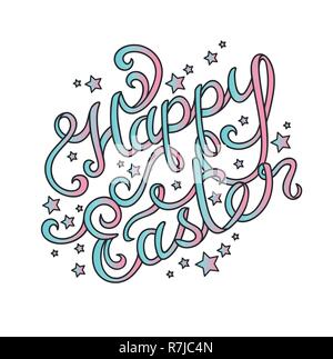 Hand lettering Easter Greetings in vector. Isolated on white background.