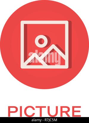 Picture round flat icon, image symbol Stock Vector