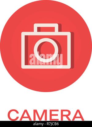 Camera round flat icon, photo symbol Stock Vector