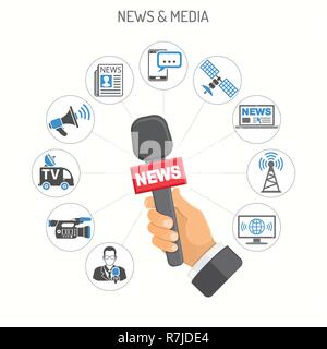 Media and News Concept Stock Vector