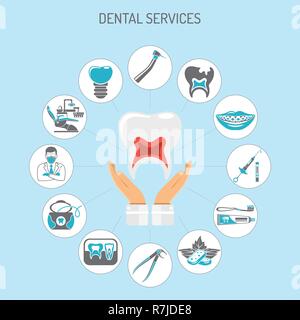 Dental Services and Stomatology Infographics Stock Vector