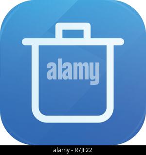 Bin glossy flat icon, remove and trash symbol Stock Vector