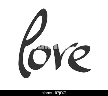 Lettering 'love' made on black color on the white background. Design  calligraphy inscription for cards or banner for Valentines Day. Vector,  illustrat Stock Vector Image & Art - Alamy