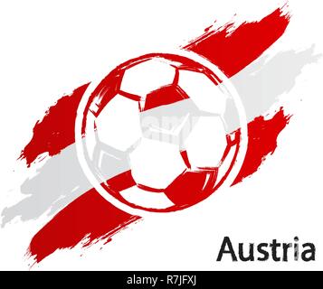 Football icon Austria flag grunge style vector illustration isolated on white background Stock Vector