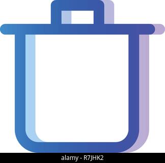Bin blue purple gradient icon, remove and trash symbol Stock Vector
