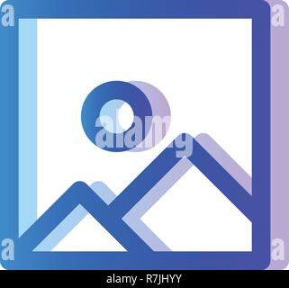 Picture blue purple gradient icon, image symbol Stock Vector