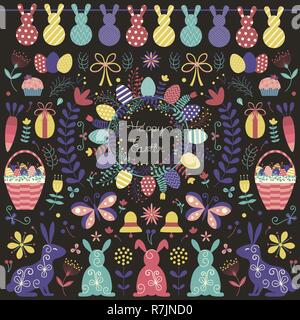 Happy Easter Elements Collection Stock Vector