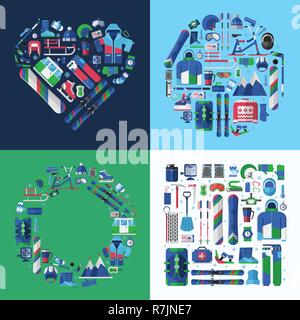 Love Winter Sports and Activity Cards Stock Vector