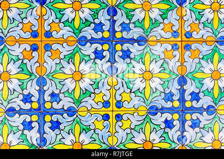 background picture of traditional Andalusian tiles from Seville, Spain Stock Photo