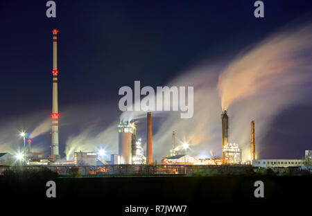 Oil refinery industry plant with smokestack Stock Photo