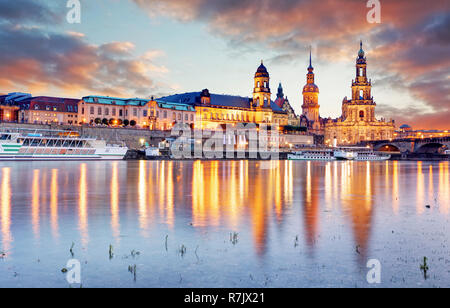 Dresden, Germany old town skyline on the Elbe River. Stock Photo