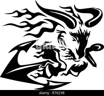 Goat Ram with Ships Anchor Vector Illustration Stock Vector