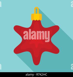 Red star xmas toy icon. Flat illustration of red star xmas toy vector icon for web design Stock Vector