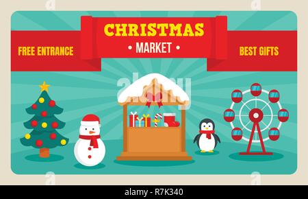 Christmas market banner. Flat illustration of Christmas market vector banner for web design Stock Vector