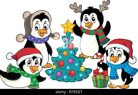 Christmas penguins thematic image 4 - eps10 vector illustration. Stock Vector