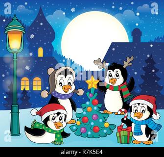 Christmas penguins thematic image 5 - eps10 vector illustration. Stock Vector