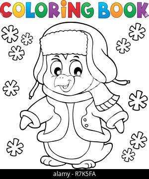 Coloring book winter penguin topic 1 - eps10 vector illustration. Stock Vector