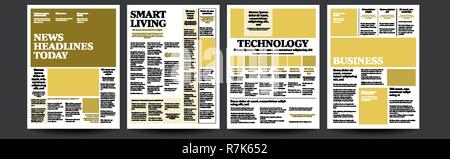 Newspaper Vector. With Text And Images. Daily Opening News Text Articles. Press Layout. Illustration Stock Vector