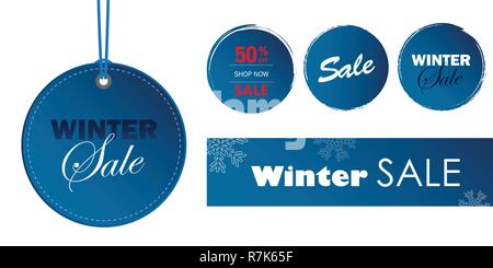 set of winter sale label and tag for promotion vector illustration EPS10 Stock Vector