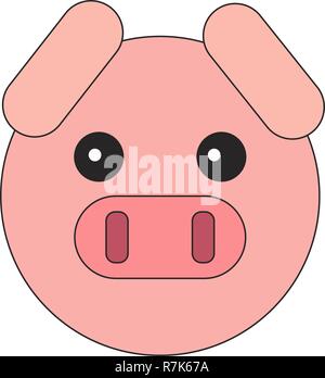 The head of a pig. Flat style on an isolated white background. Stock Vector